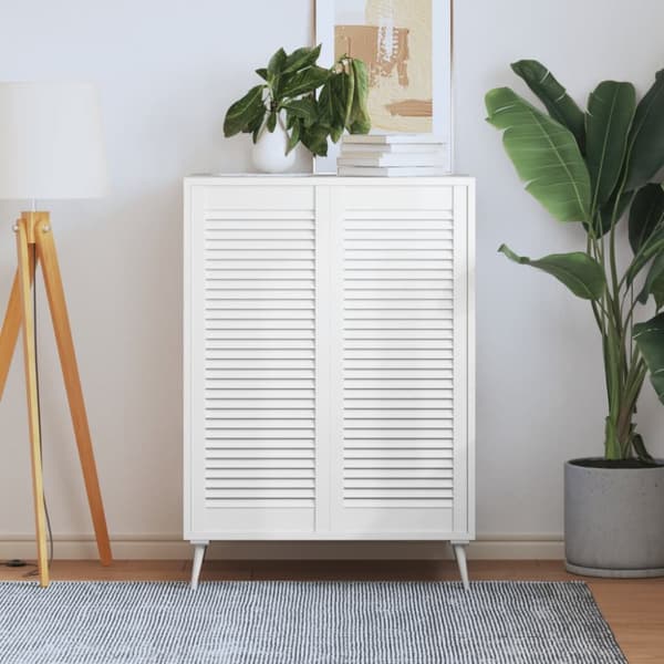 Skåpluckor lamelldesign 2 st vit 99,3x39,4 cm massiv furu