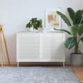 Miniatyrbild 1 av 2: Skåpluckor lamelldesign 2 st vit 69x59,4 cm massiv furu