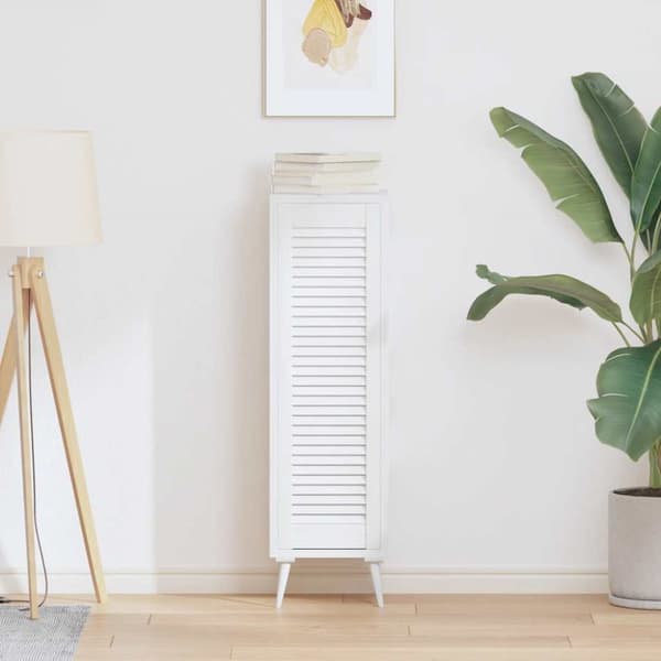 Skåpdörr lamelldesign vit 99x29,5 cm