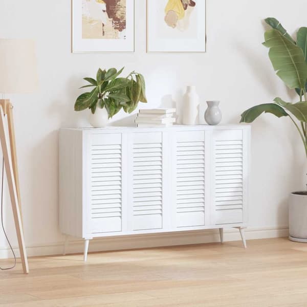 Skåpsdörrar lamelldesign 4 st vit 61,5x29,5 cm