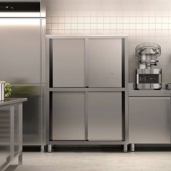 Royal Catering Skåp i rostfritt stål - 1200 x 500 x 1800 mm - 4 insatser - upp till 200 kg - Royal Catering