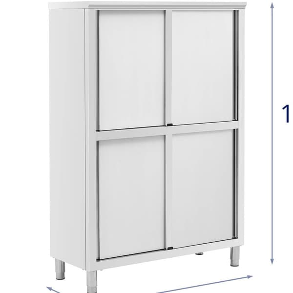 Royal Catering Skåp i rostfritt stål - 1200 x 500 x 1800 mm - 4 insatser - upp till 200 kg - Royal Catering