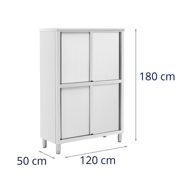 Royal Catering Skåp i rostfritt stål - 1200 x 500 x 1800 mm - 4 insatser - upp till 200 kg - Royal Catering