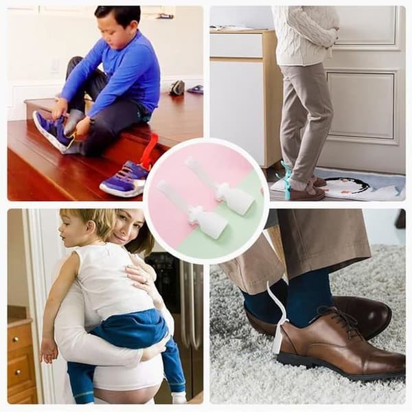 Hjälp att sätta på skorna - Lat sko hjälpare - Bärbar - Ergonomisk - Lätt att använda - Blå