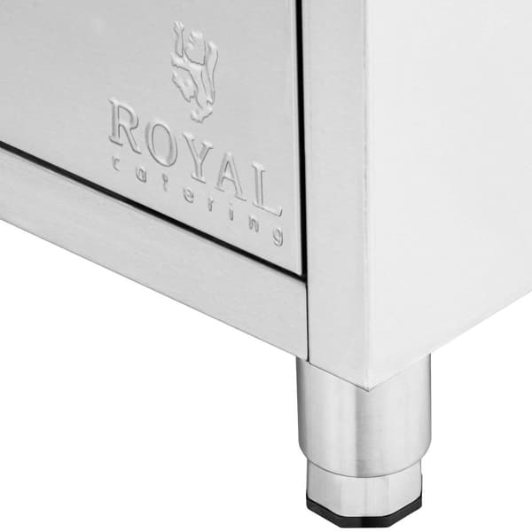 Arbetsskåp i rostfritt stål - 100 x 60 cm - 72 kg - 6 lådor - med uppstånd - Royal Catering