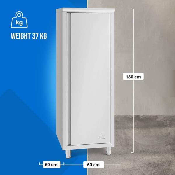 Diskskåp i rostfritt stål - 60 x 60 x 180 cm - Royal Catering