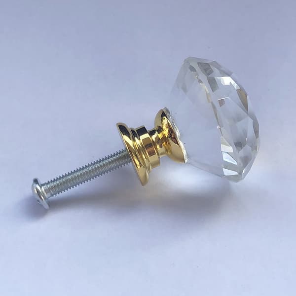 INF Diamantformade Knoppar i Glas Transparent/Guld 8 st