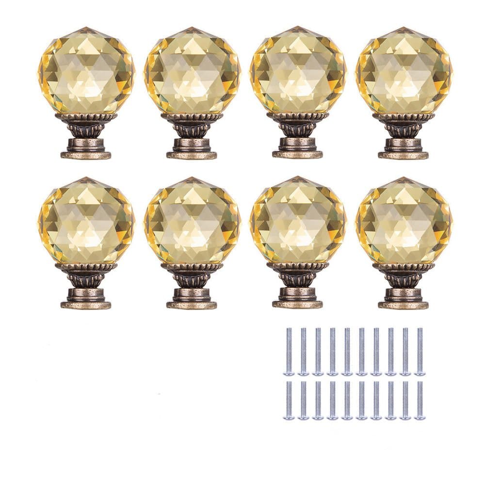 Runda handtag i glas/mässing guld