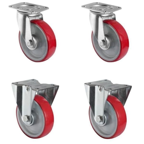 CASCOO SETSBFB125N2U6R1W Set med 4 st polyuretan polyamid svängbara hjul Diameter 125 mm Transportkullager