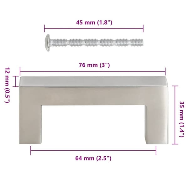 vidaXL Skåphandtag 10 st silver 64 mm rostfritt stål