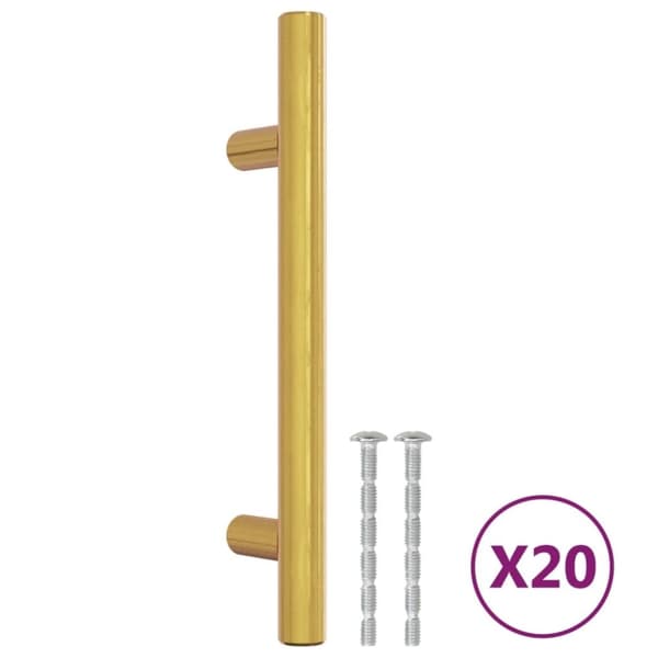 vidaXL skabshåndtag 20 stk. 96 mm rustfrit stål guldfarvet