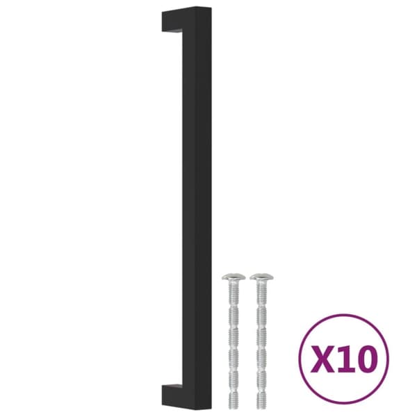vidaXL skabshåndtag 10 stk. 224 mm rustfrit stål sort