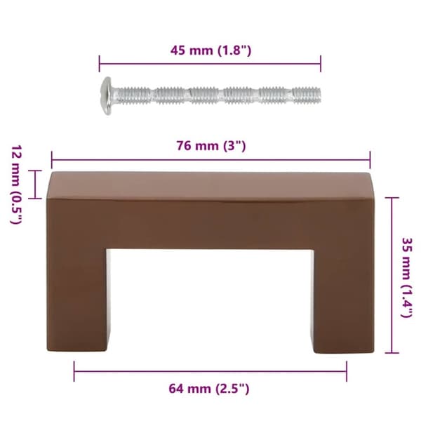vidaXL skabshåndtag 10 stk. 64 mm rustfrit stål bronzefarvet