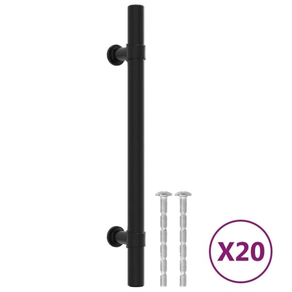 vidaXL skabshåndtag 20 stk. 128 mm rustfrit stål sort