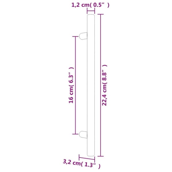 vidaXL skabshåndtag 20 stk. 160 mm rustfrit stål sølvfarvet