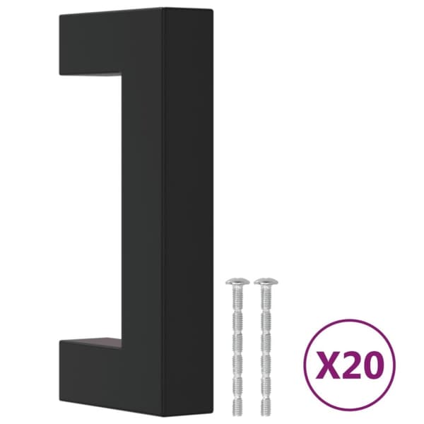 vidaXL skabshåndtag 20 stk. 64 mm rustfrit stål sort