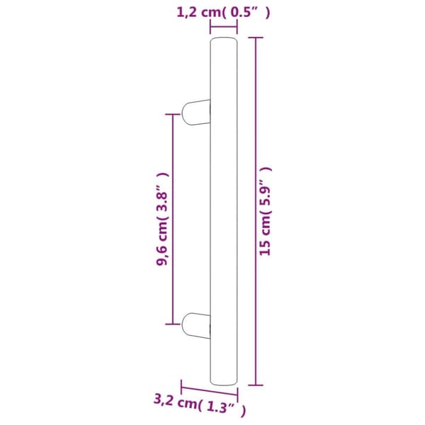 vidaXL skabshåndtag 20 stk. 96 mm rustfrit stål sølvfarvet
