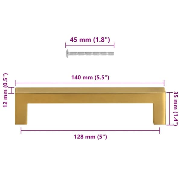 vidaXL skabshåndtag 10 stk. 128 mm rustfrit stål guldfarvet