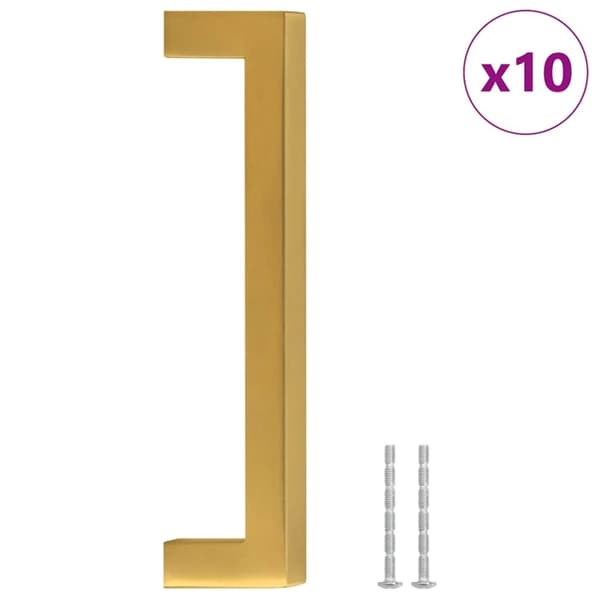 vidaXL skabshåndtag 10 stk. 128 mm rustfrit stål guldfarvet