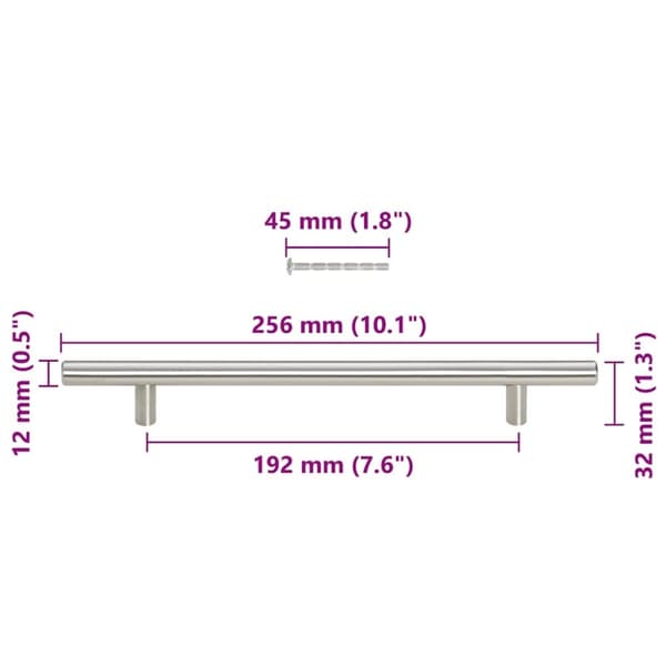 vidaXL skabshåndtag 5 stk. 192 mm rustfrit stål sølvfarvet