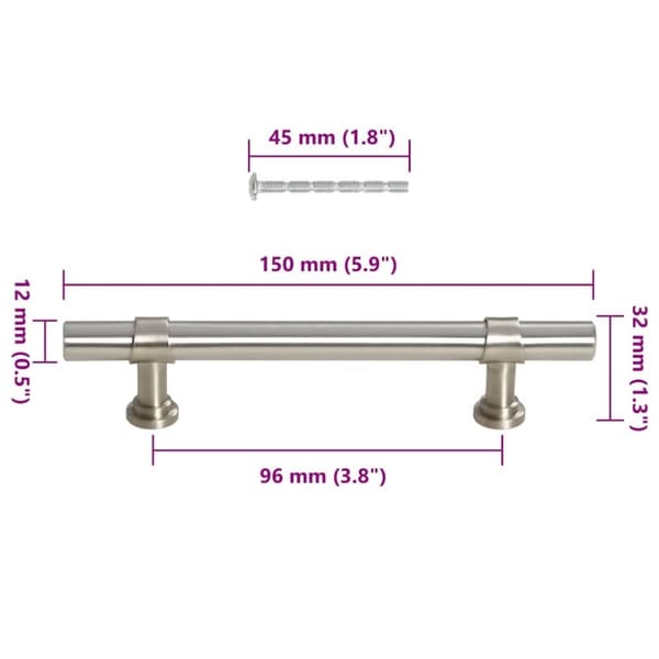 vidaXL skabshåndtag 10 stk. 96 mm rustfrit stål sølvfarvet