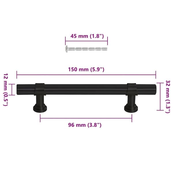 vidaXL Skåphandtag 10 st svart 96 mm rostfritt stål
