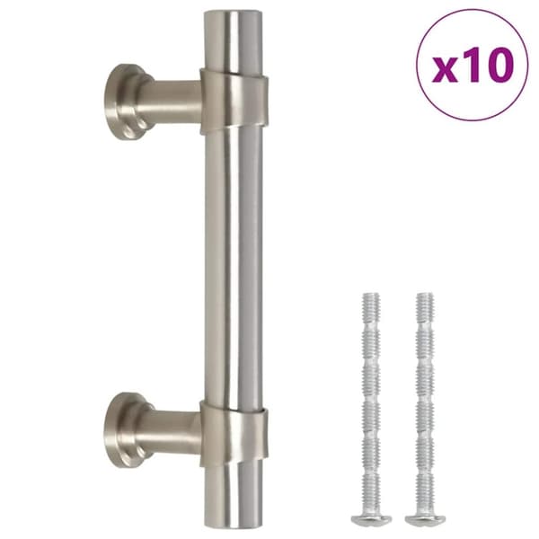 vidaXL skabshåndtag 10 stk. 64 mm rustfrit stål sølvfarvet