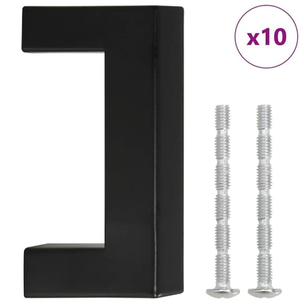 vidaXL skabshåndtag 10 stk. 64 mm rustfrit stål sort