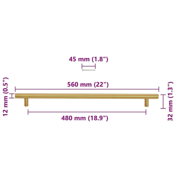 vidaXL Skaphåndtak 5 stk gulv 480 mm rustfritt stål