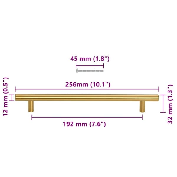 vidaXL Kaapin kahvat 5 kpl kulta 192 mm ruostumaton teräs