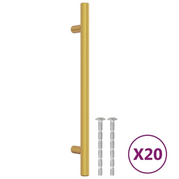 vidaXL skabshåndtag 20 stk. 160 mm rustfrit stål guldfarvet