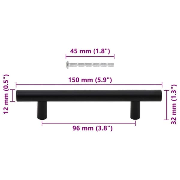 vidaXL Skåphandtag 10 st svart 96 mm rostfritt stål