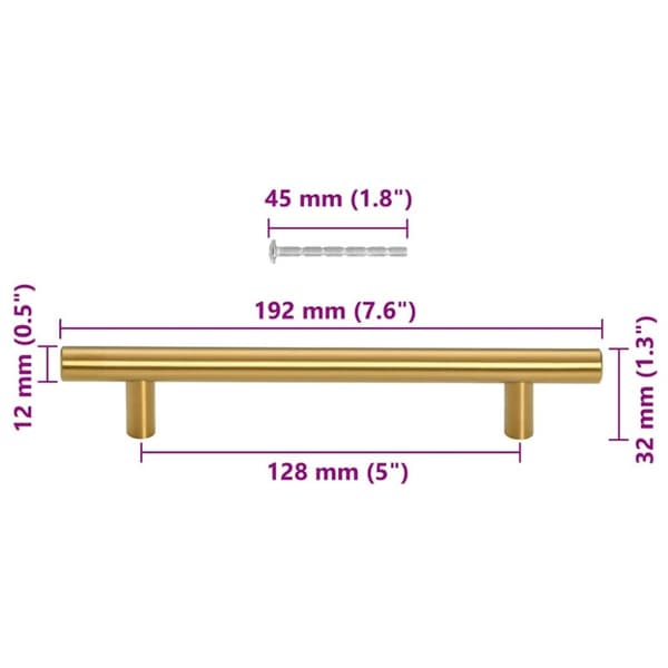 vidaXL skabshåndtag 10 stk. 128 mm rustfrit stål guldfarvet