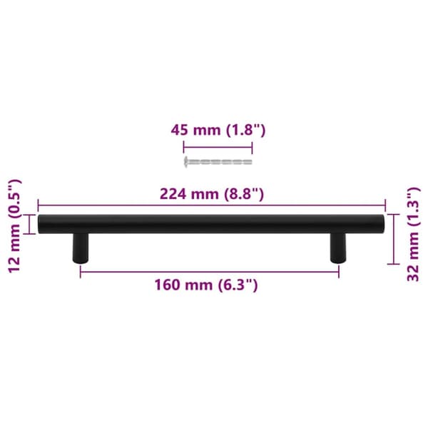 vidaXL Skåphandtag 10 st svart 160 mm rostfritt stål