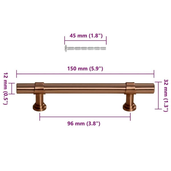 vidaXL skabshåndtag 10 stk. 96 mm rustfrit stål bronzefarvet