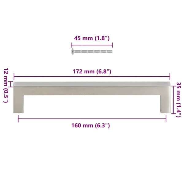 vidaXL skabshåndtag 10 stk. 160 mm rustfrit stål sølvfarvet