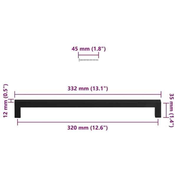 vidaXL Skåphandtag 5 st svart 320 mm rostfritt stål
