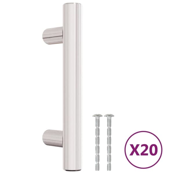 vidaXL skabshåndtag 20 stk. 64 mm rustfrit stål sølvfarvet