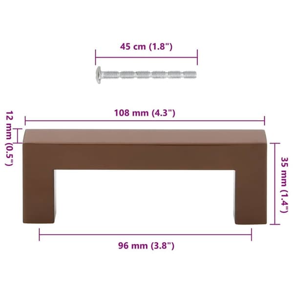 vidaXL skabshåndtag 10 stk. 96 mm rustfrit stål bronzefarvet