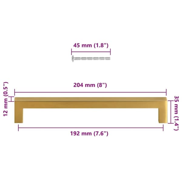 vidaXL Skaphåndtak 5 stk gulv 192 mm rustfritt stål