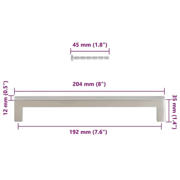 vidaXL Skåphandtag 5 st silver 192 mm rostfritt stål
