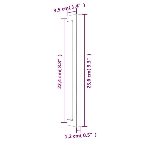 vidaXL skabshåndtag 10 stk. 224 mm rustfrit stål guldfarvet