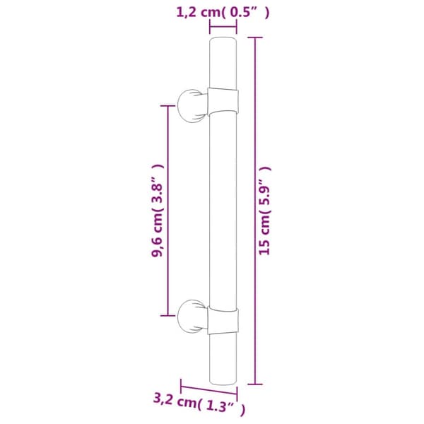 skabshåndtag 20 stk. 96 mm rustfrit stål bronzefarvet
