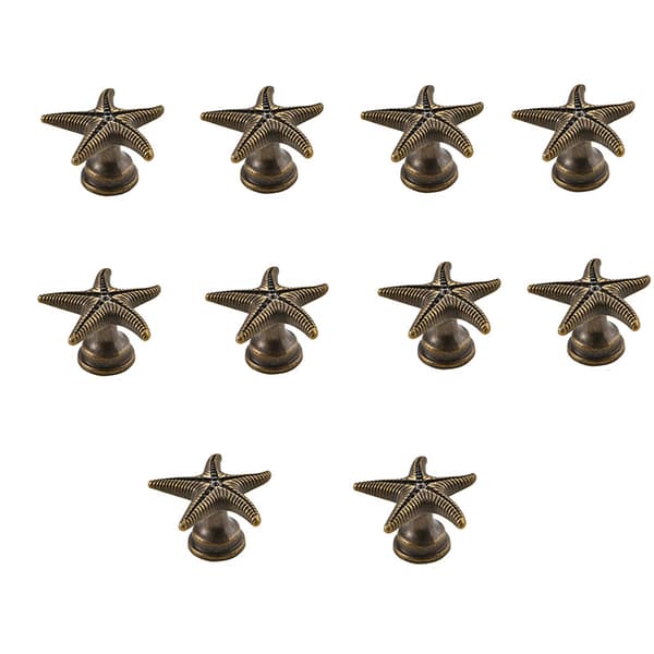 INF 10-Pack antikke messing skapknapper, enkelthulls skuffetrekk Sea Star