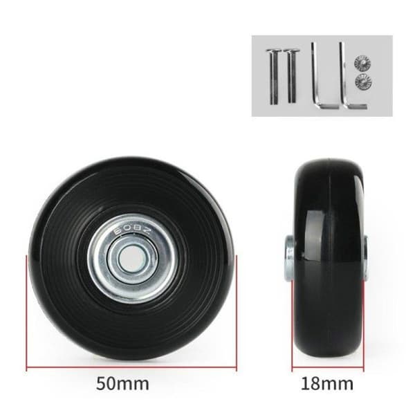 4 delar resväska hjul, 50 x 18 mm Universal resväska ersättning hjul med skruvar och skiftnyckel