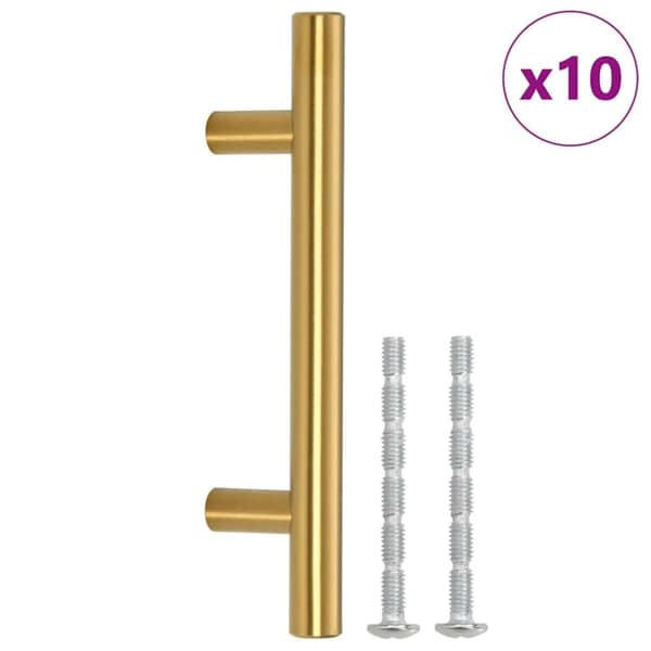 Skåphandtag 10 st guld 64 mm rostfritt stål