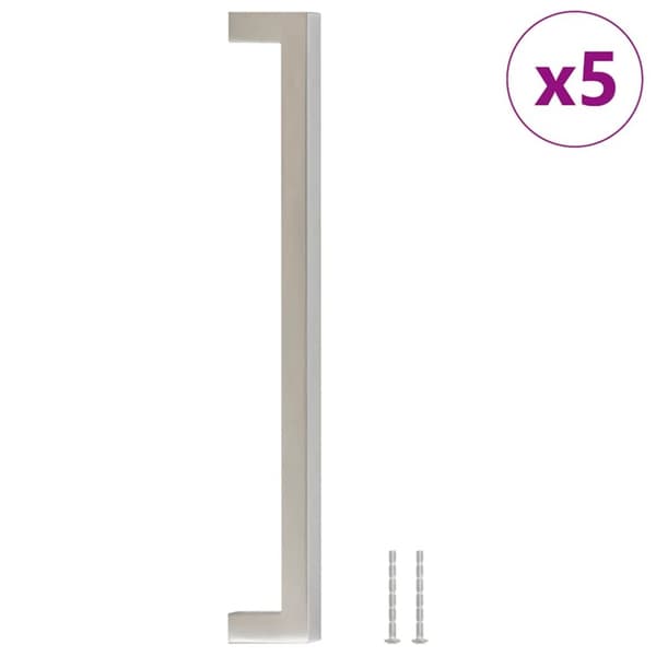 Skåphandtag 5 st silver 224 mm rostfritt stål