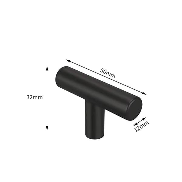 INF Mattsvart T-Bar-håndtak - enkelt hull (2-pakning)