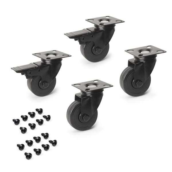 Rullhjul för möbler - Emuca - Paket med 4 - Diameter 50mm - Maximal last 35 kg - Svart