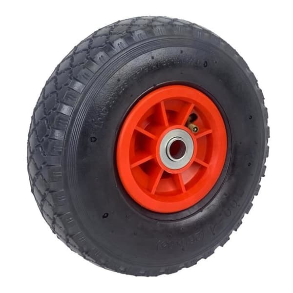2x däck handtruck hjul, punkteringssäkra massiva gummidäck, röd pneumatisk fälg reservhjul, 3,00-4 tum, svart
